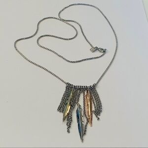 Banana Republic tassel chain crystal feather